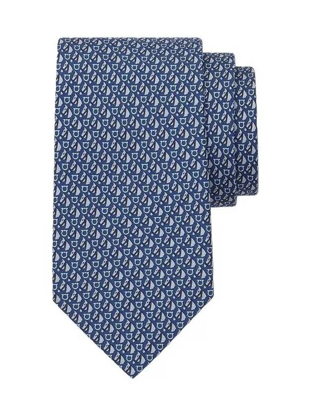 Equestrian Print Silk Tie Navy Blue - SALVATORE FERRAGAMO - BALAAN 3