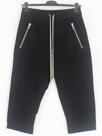 Cropped Drawstring Straight Pants Black - RICK OWENS - BALAAN 2