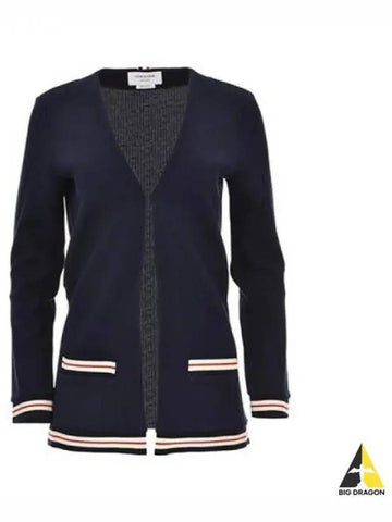 Women s Lining V neck Cardigan Navy FJT265A J0068 - THOM BROWNE - BALAAN 1