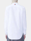 Logo Patch Long Sleeve Shirt White - THOM BROWNE - BALAAN 4