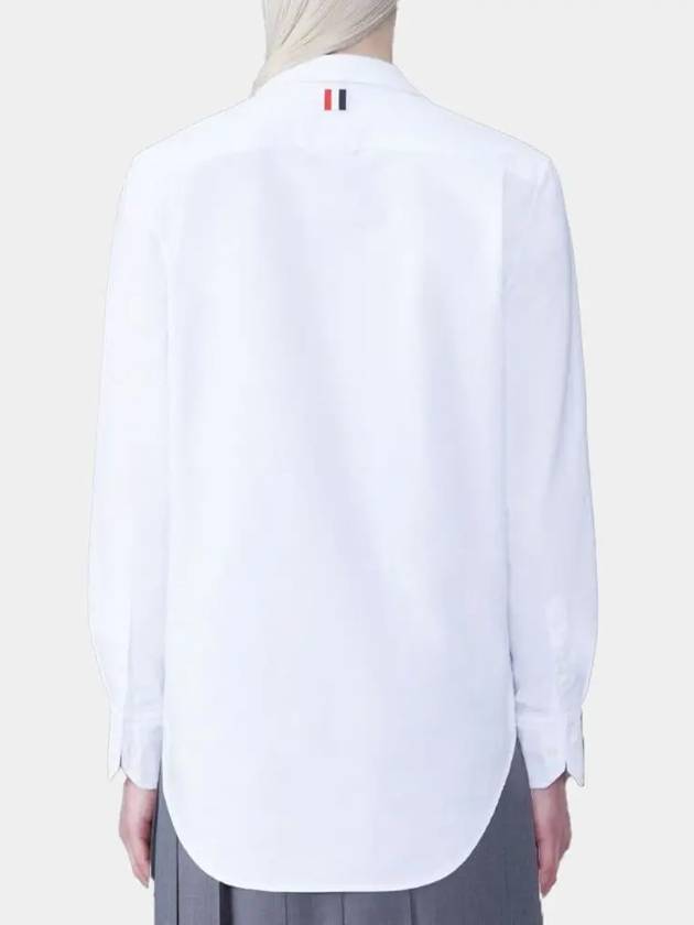 Logo Patch Long Sleeve Shirt White - THOM BROWNE - BALAAN 4