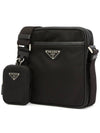 Triangle Logo Re-Nylon Saffiano Leather Cross Bag Black - PRADA - BALAAN 3