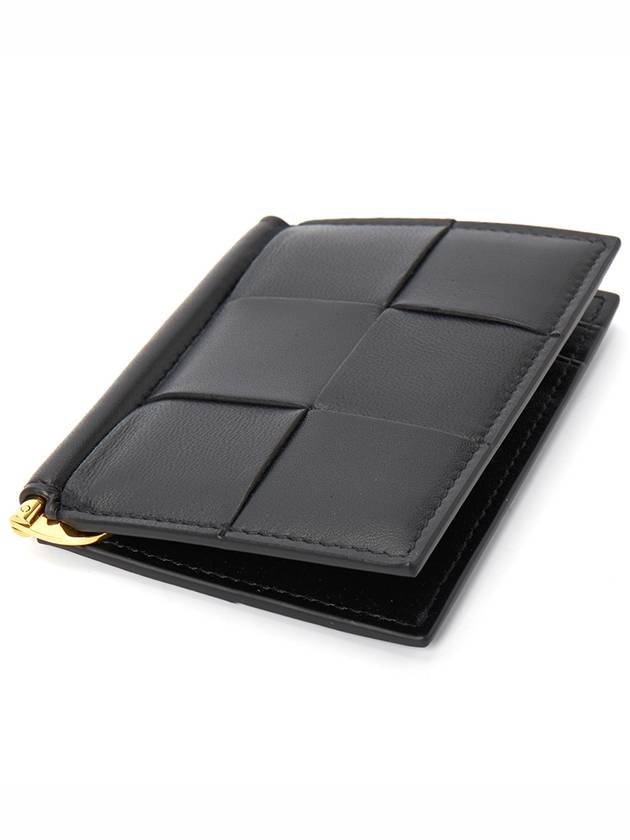 Cassette Leather Money Clip Black - BOTTEGA VENETA - BALAAN 4