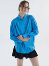 Mini collar shirring Asa cotton shirt blue 0112 - VOYONN - BALAAN 3