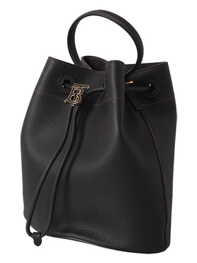 Small Grainy Leather TB Bucket Bag Black - BURBERRY - BALAAN.