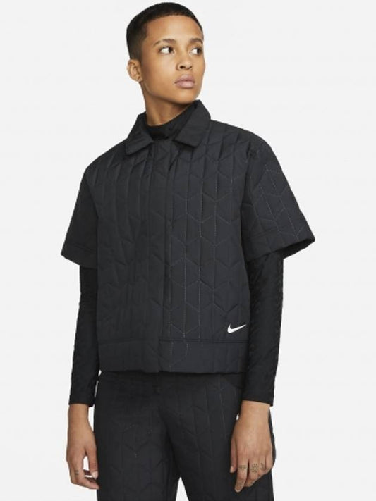 Essential Quilted Short Sleeve Shirt Black - NIKE - BALAAN 2