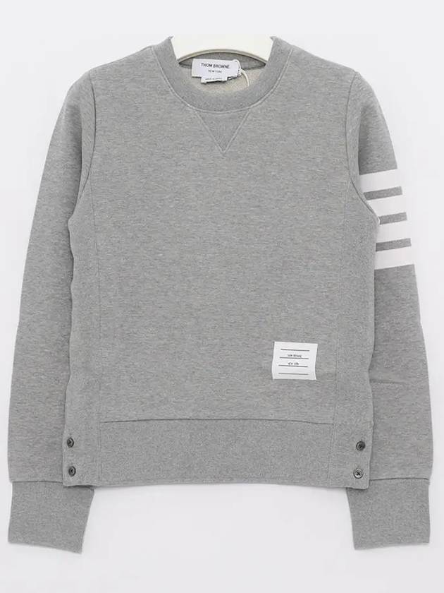 Engineered 4 Bar Stripe Loopback Jersey Knit Crewneck Sweatshirt Light Grey - THOM BROWNE - BALAAN 2