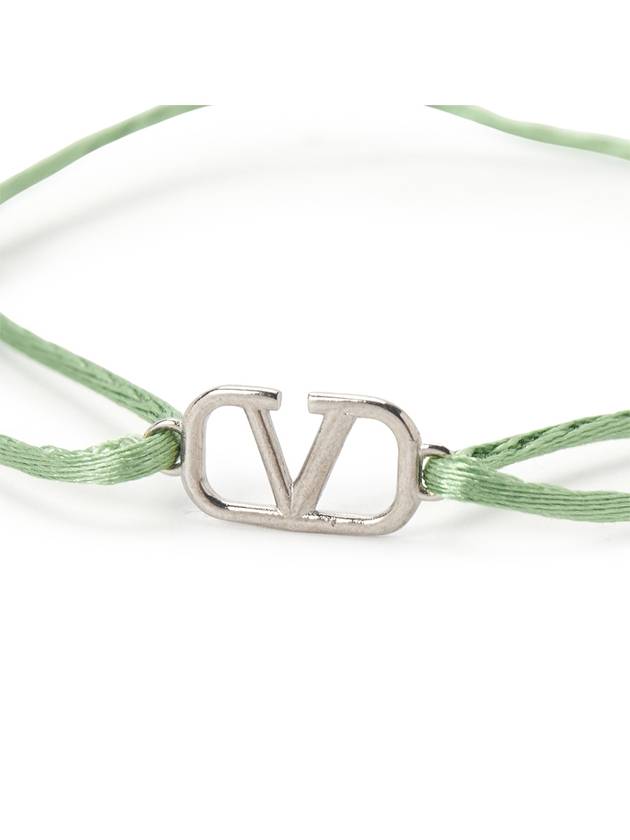 V Logo Signature Cotton Bracelet Green - VALENTINO - BALAAN 4