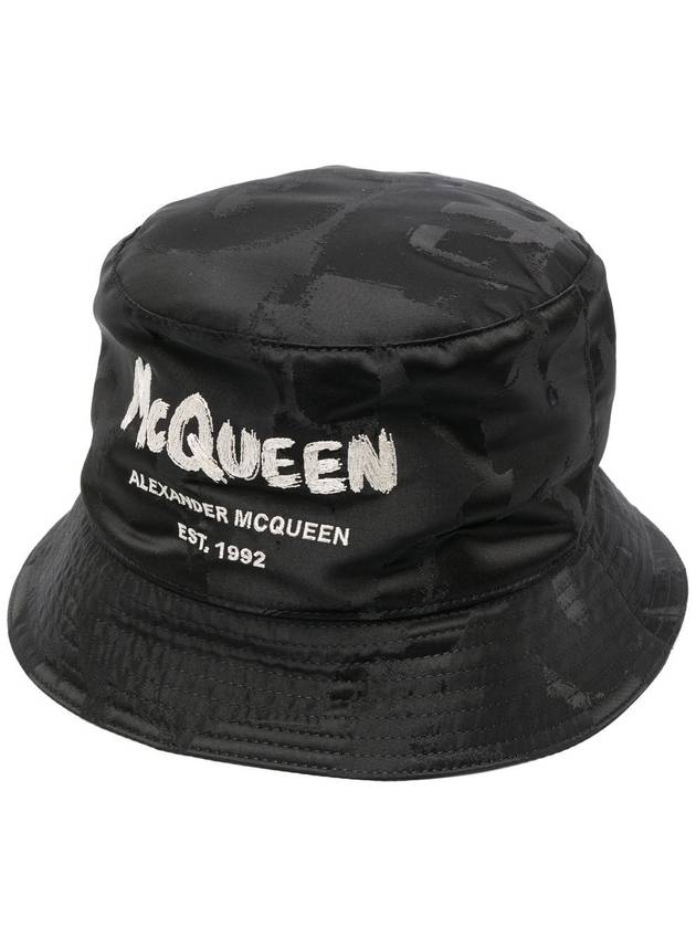 Graffiti Logo Bucket Hat Black - ALEXANDER MCQUEEN - BALAAN.