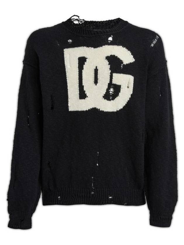 23 ss Distressed Logo Sweater GXO80T JEMV0 S9000 B0110812203 - DOLCE&GABBANA - BALAAN 1