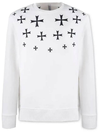 Men's Multi Cross Print Sweatshirt White - NEIL BARRETT - BALAAN 2