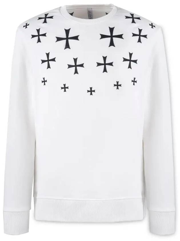 Men's Multi Cross Print Sweatshirt White - NEIL BARRETT - BALAAN 4