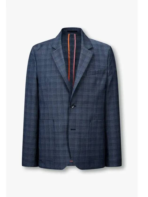 PS Check Pattern Easy Single Jacket Dark Blue - PAUL SMITH - BALAAN 1