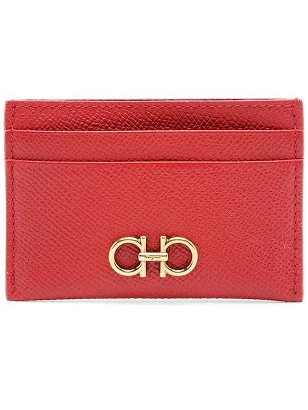 Gancini Card Wallet Lipstick Red - SALVATORE FERRAGAMO - BALAAN 3