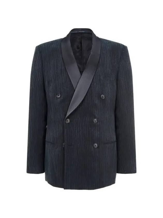 Men s Silk Collar Striped Double Jacket Black 271636 - GIORGIO ARMANI - BALAAN 1