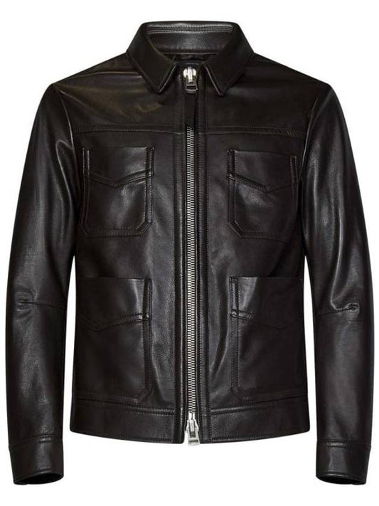 Grain Leather Jacket Brown - TOM FORD - BALAAN 1