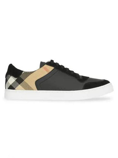 House Check Leather Suede Low Top Sneakers Black - BURBERRY - BALAAN 2