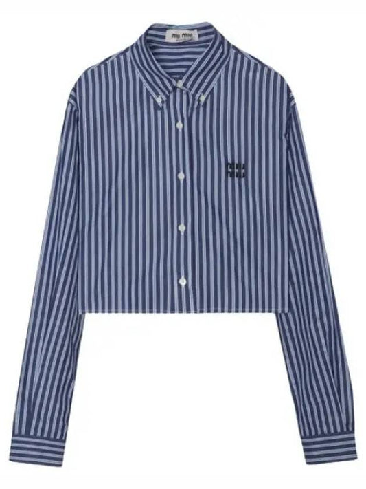 Striped Cotton Crop Shirt Women s Jacket - MIU MIU - BALAAN 1