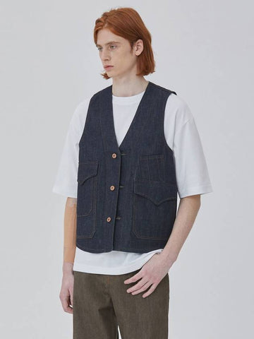 Denim Multi-Pocket Raw Vest Indigo - CORK - BALAAN 1