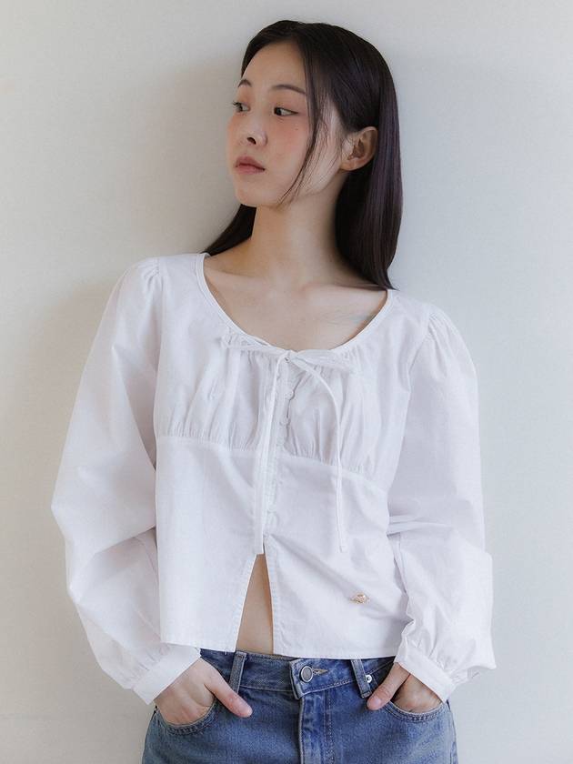 ANC LONG SLEEVE RIBBON PUFF BLOUSE_WHITE - ANOETIC - BALAAN 2