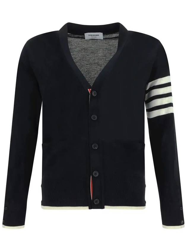 Wool 4-Bar Cardigan Black - THOM BROWNE - BALAAN 2