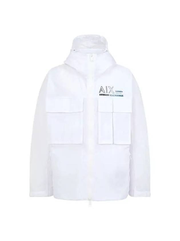 Men s Gradient Logo Nylon Hooded Jacket White 271746 - ARMANI EXCHANGE - BALAAN 1