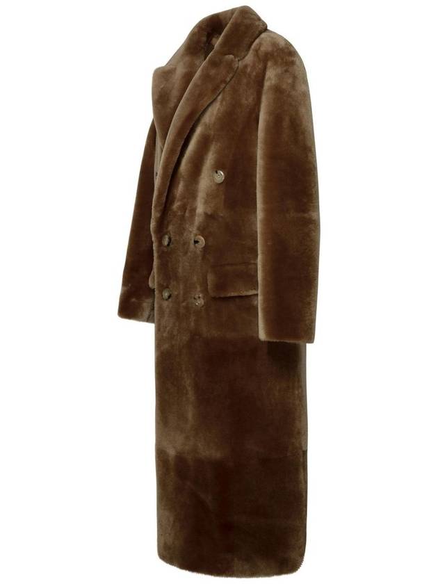 Blancha Long Brown Leather Fur Coat - BLANCHA - BALAAN 2