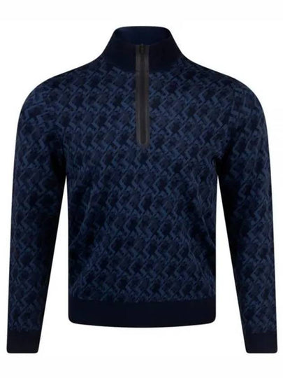 Nate JL Micro Bridge Jacquard Knit Top Navy Melange - J.LINDEBERG - BALAAN 2