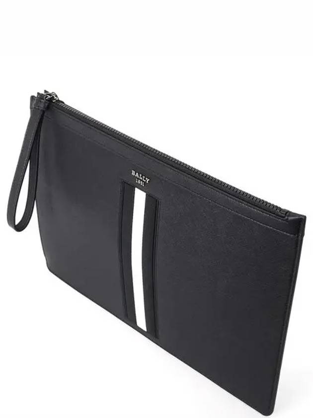 Bollis Large Recycled Leather Clutch Bag Black - BALLY - BALAAN 6