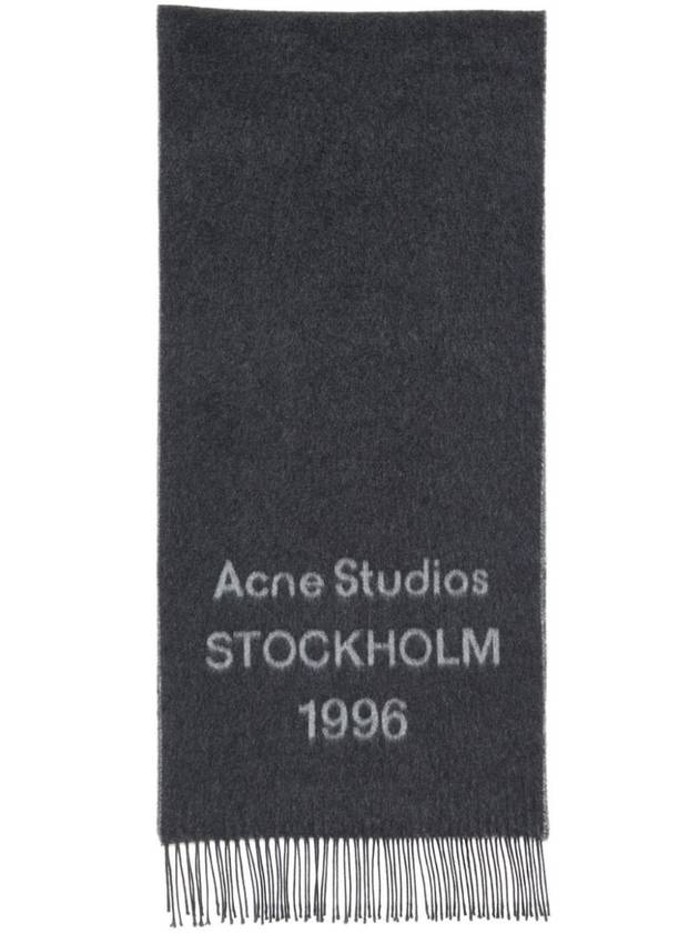 logo wool scarf black - ACNE STUDIOS - BALAAN 1