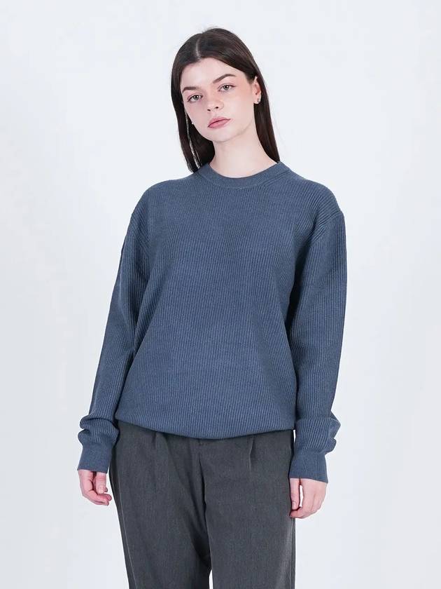 Soft Hazy Wool Round Knit Blue - CHANCE'S NOI - BALAAN 1