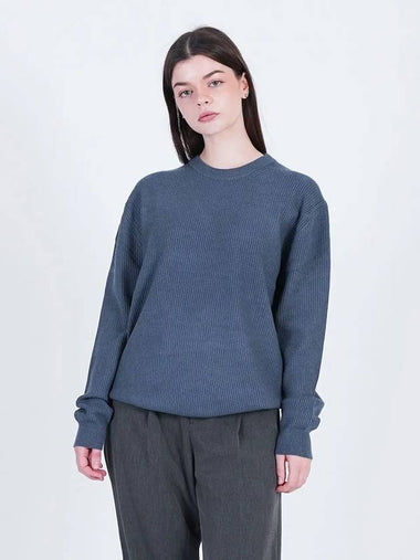 Soft Hazy Wool Round Knit Top Blue - CHANCE'S NOI - BALAAN 1