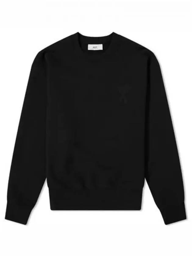 Tone On Tone Big Heart Logo Sweatshirt Black - AMI - BALAAN 2