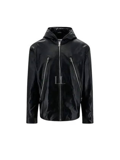 Zipper Hooded Leather Jacket Black - MAISON MARGIELA - BALAAN 2