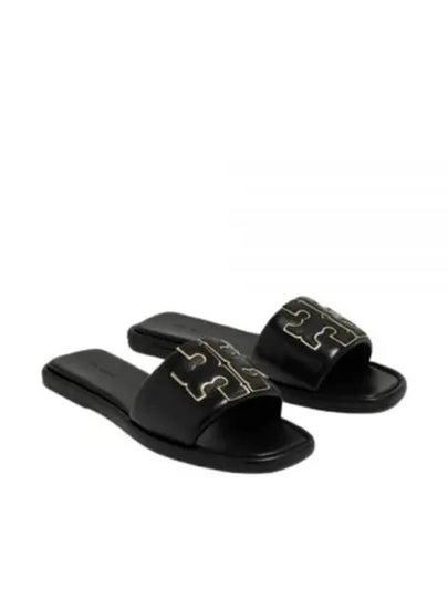 Double T Slide Slippers Black - TORY BURCH - BALAAN 2