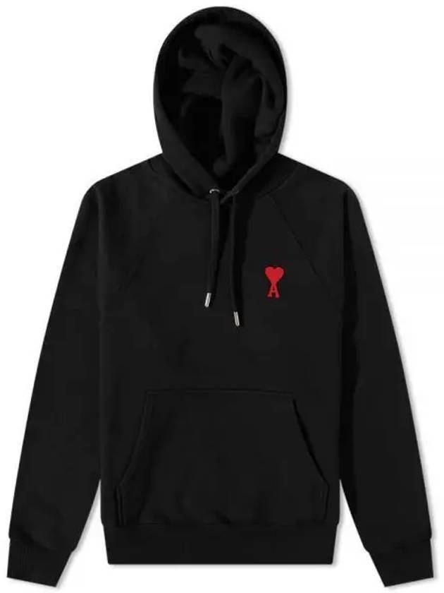 Small Heart Logo Hoodie Black - AMI - BALAAN 1