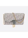 Saddle Chain Oblique Jacquard Pouch Bag Grey - DIOR - BALAAN 2