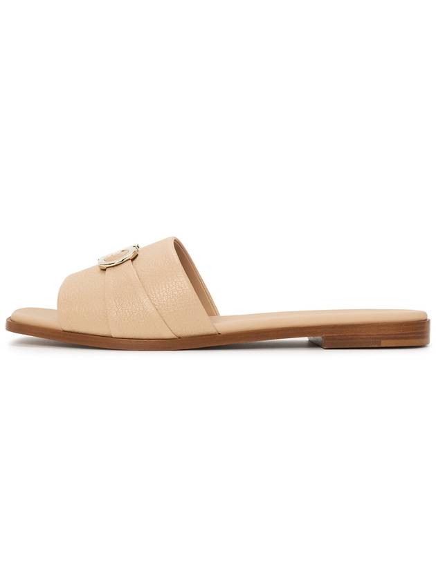 Gancini Leather Slippers Beige - SALVATORE FERRAGAMO - BALAAN 5