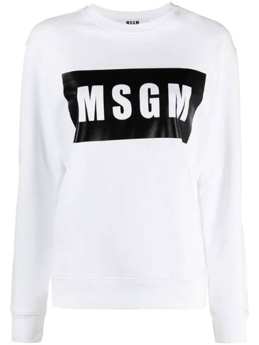 Women's Logo Crew Neck Cotton Sweatshirt White - MSGM - BALAAN 1