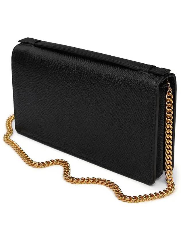 V Logo Signature Chain Long Wallet Black - VALENTINO - BALAAN 4