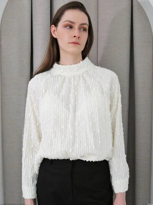 Turtleneck Glitter Ivory BlouseTurtleneck Glitter Ivory BL - DAMAGE MNEMONIC - BALAAN 1