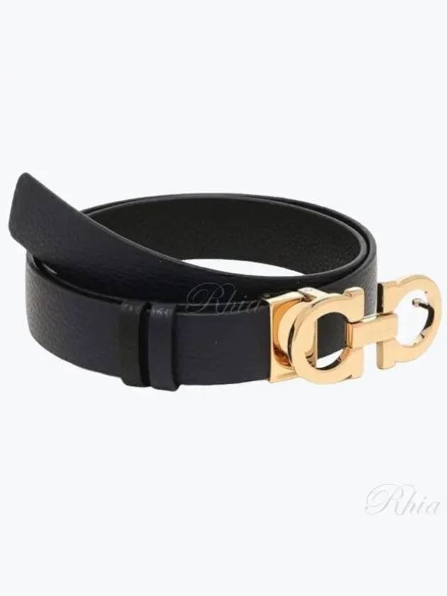 Reversible Gancini Leather Belt Black Navy - SALVATORE FERRAGAMO - BALAAN 2