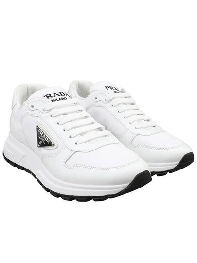 Prax 01 Re-Nylon Brushed Leather Low-Top Sneakers White - PRADA - BALAAN 2