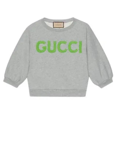 Cotton Jersey Crop Sweatshirt Grey - GUCCI - BALAAN 2