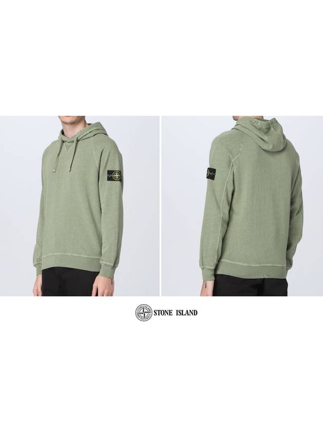 Men's Waffen Patch OLD Treatment Cotton Hoodie Sage Green - STONE ISLAND - BALAAN 5