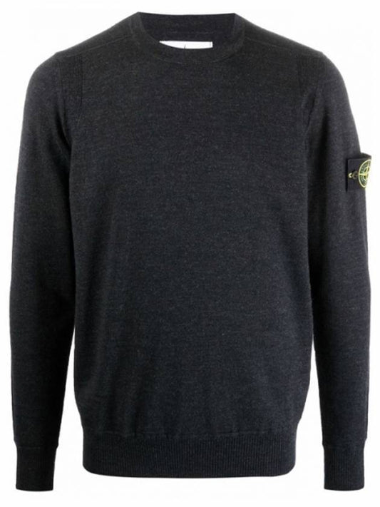 Wappen Patch Round Knit Top Charcoal - STONE ISLAND - BALAAN.