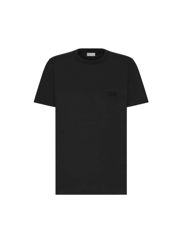 Embroidered Logo Cotton Jersey Short Sleeve T-Shirt Black - DIOR - BALAAN 1