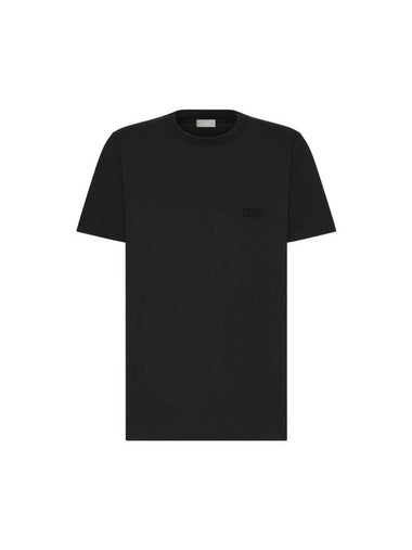 Embroidered Logo Cotton Jersey Short Sleeve T-Shirt Black - DIOR - BALAAN 1