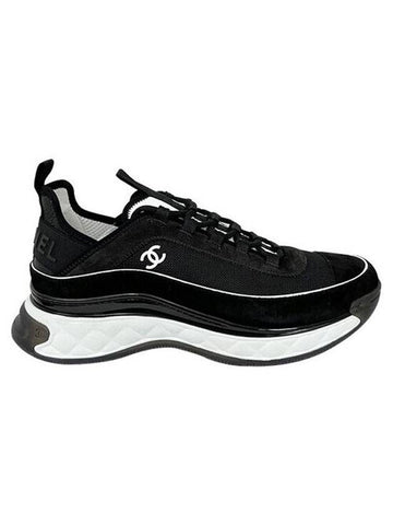 mixed fiber white CC logo low top sneakers black dark gray - CHANEL - BALAAN.