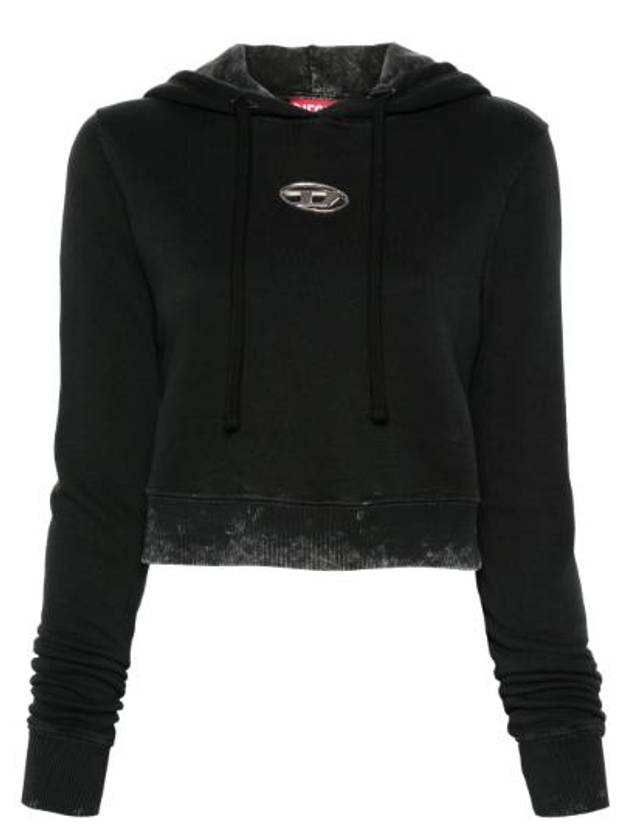 F Slimmy Hood P5 Metal Logo Faded Cut Out Hoodie Black - DIESEL - BALAAN 6